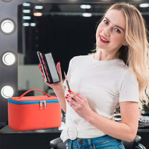 Väska Bärbar Resekosmetisk Väska för Kvinnor, Skönhetsblixtlås Makeup Organizer