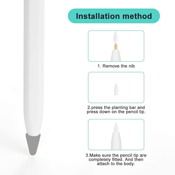 Silikonbeskyttende Skrivetips Kompatibel med Apple Pencil 1. og 2. generation - Skridsikker, lydløs - 10 stk.