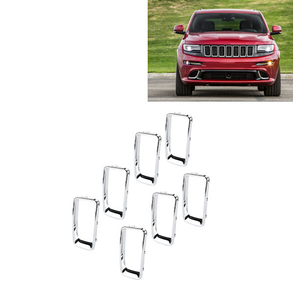 7 stk. Frontgitter Trim Ring Krombelagt Modifikation Udskiftning til Grand Cherokee 2014‑2016