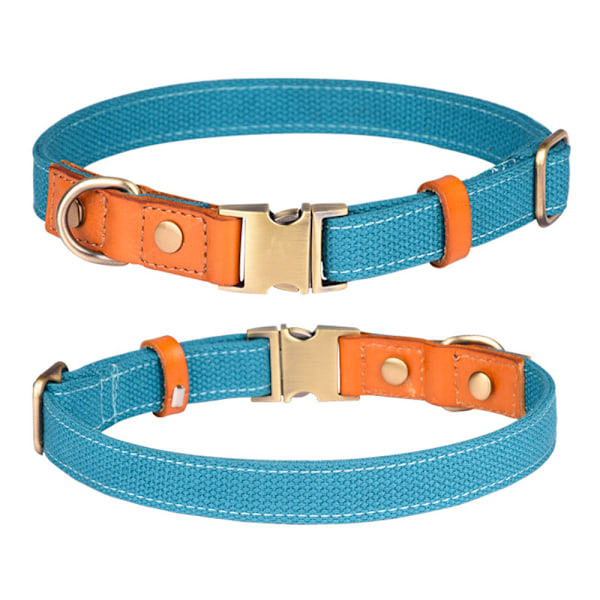 Halsband för små hundar, slitstarkt hundhalsband justerbart med graverad metallspänne
