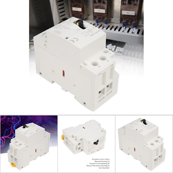 2P 63A 220V 50Hz DIN Rail Household AC Contactor with Manual Control Switch2NC