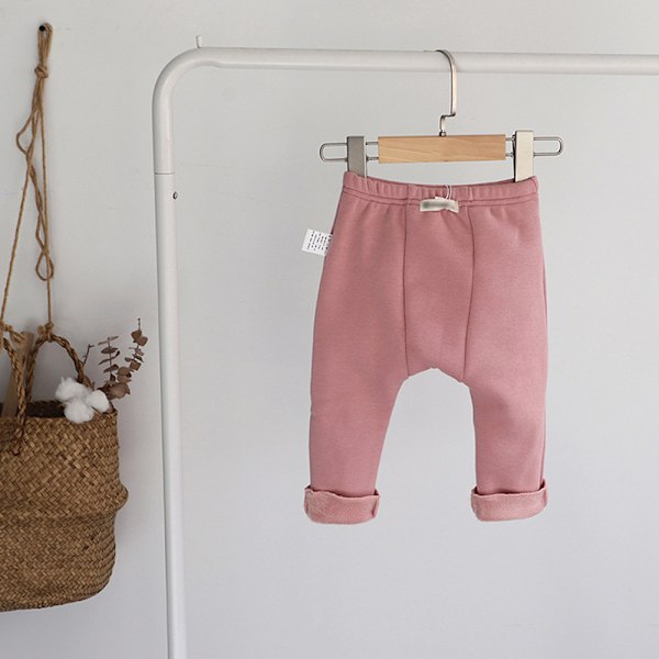 Baby Leggings, enkla byxor med stor rumpa för pojkar och flickor, höst- och vinterkläder (Mörkröd)
