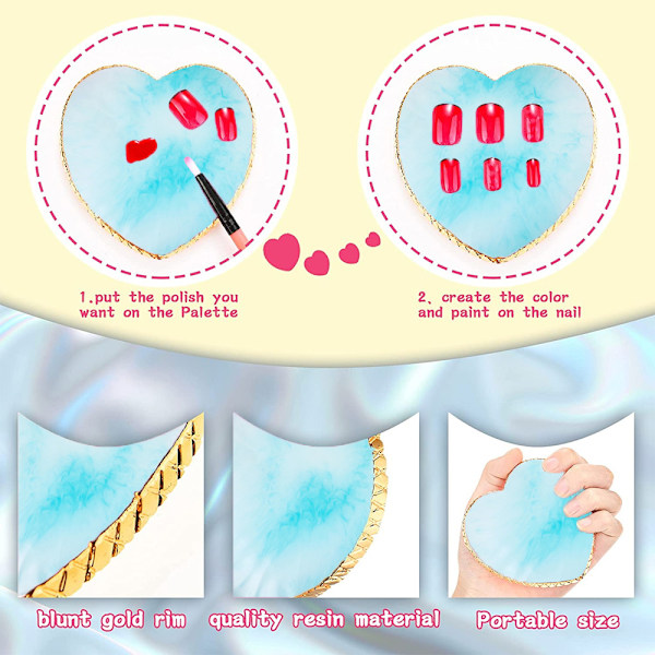 2 st Hjärtformade Phnom Penh Resin Nagelkonstpaletter, Nagellackspalett Nagelkonst
