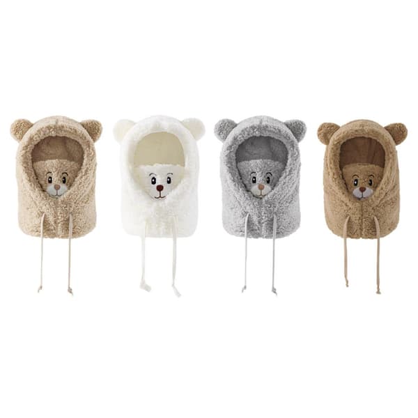 Cute Bear Scarf Hat Versatile Warm Hat Wool Plush Hat For Girl Winter S5Y6 Grey One size_tfrf[TT] Gray One size