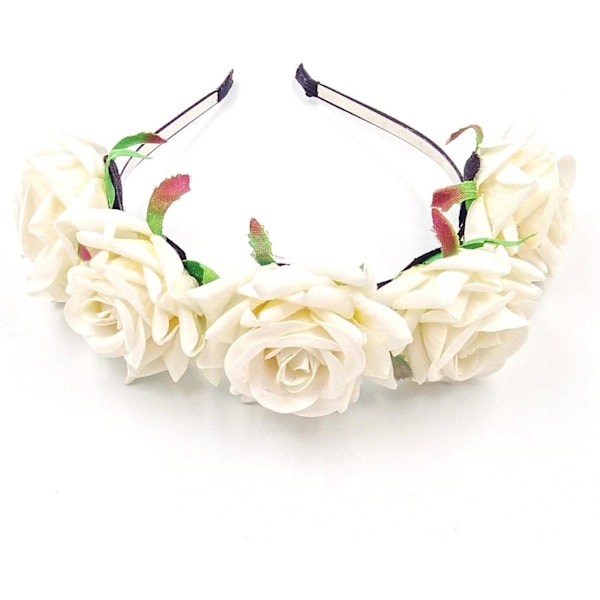 Rosor Dam Flickor Girlang Blommor Blomsterkrona Krans Tiara Blommor Hårband Hårband Hårband Blomster Hårband för Bröllop Brud