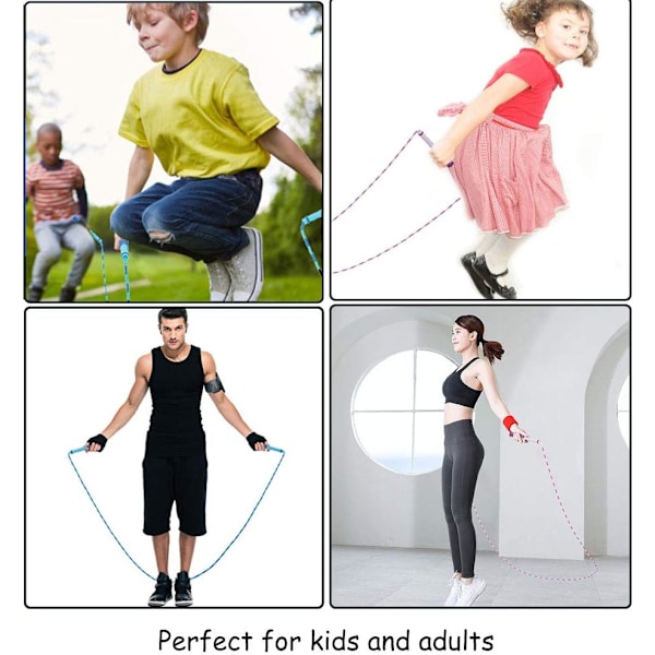 2-pakks hopptau med myke perler - Justerbar for menn, kvinner og barn - Flokefri for å holde seg i form, trening, trening og mer - 9 fot