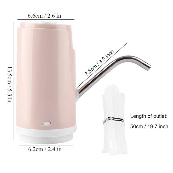Elektrisk USB-oppladbar vannpumpe Automatisk flaskevanndispenserbryter (Rosa)