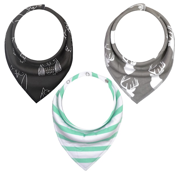 3-pack Baby Bandana-haklappar för pojkar och flickor med justerbara tryckknappar, ekologisk bomull, mjuk och absorberande