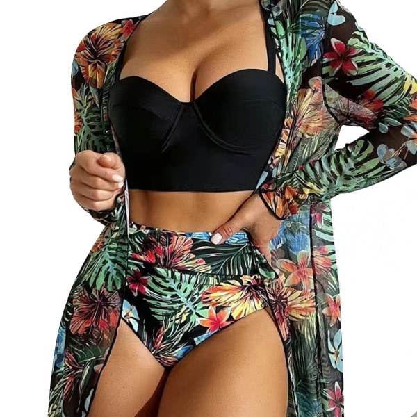 Sexig 3-delad kjol Cover Ups Bikini Set String Tie Triangel