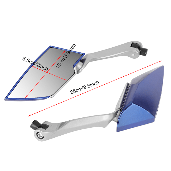 Par Universal Motorsykkel Rhombus Refleks Bakspeil Modifisert Tilbehør (Blå)