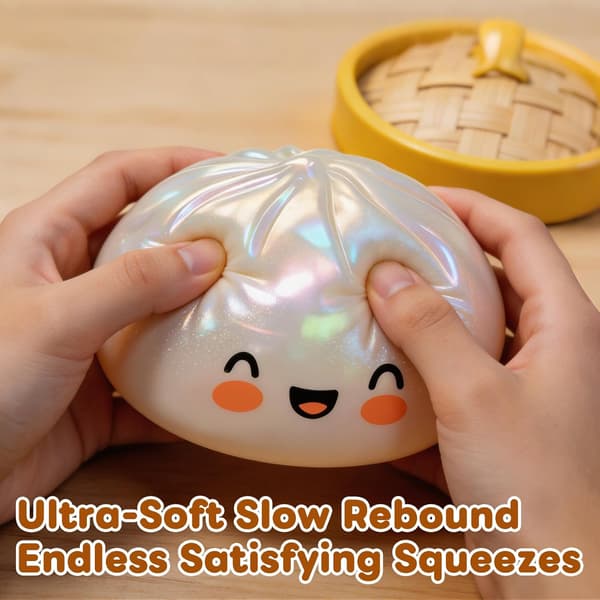 Blinkande Dumpling Squishy Leksak med Låda, Ljusande Stressavlastande Klämleksak (Blå) robin blue