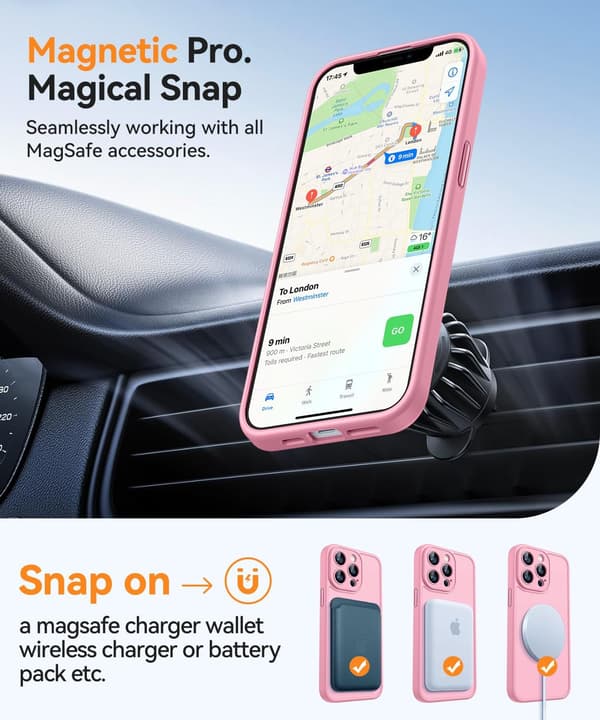 Magnetic Case for iPhone 16 Pro Max with Full Camera Protection [MagSafe Compatible] [Transparent Matte] Protective Phone Case, Hot Pink Pink iPhone 13 Pro