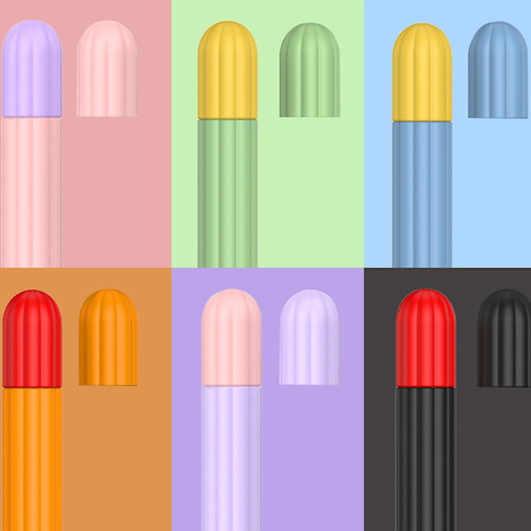 Etui i silikon for Apple Pencil 1. generasjon, pennhette + to fargede pennhetter
