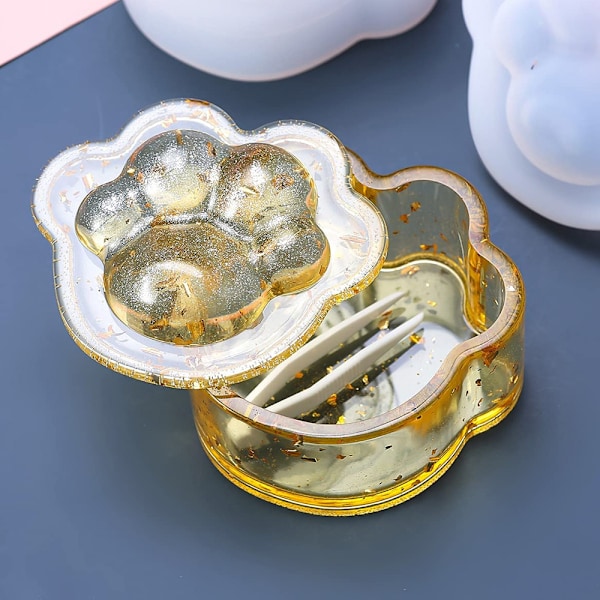 Harpiksforme Kattepote Form Æske Epoxy Form DIY Harpiksstøbt Sød Kattepote Beholder Silikonform til Opbevaring af Små Ting