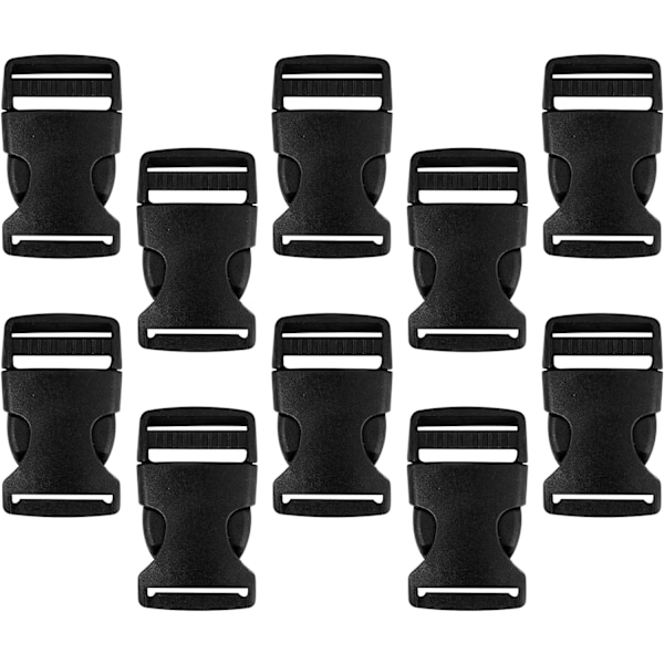 10 st Webbing Spänne 25mm POM Ryggsäck Spänne Fäst Rem Clip Svart Justerbart Plast Spänne Snabbkoppling Spänne Säkerhetsrem Spänne för