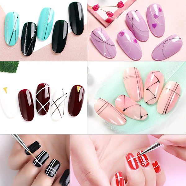 Nagelkonst Liner Pensel, UV Gel Färg Strippning Penslar för Korta Streck, Detaljer, Blanding, Förlängda Linjer