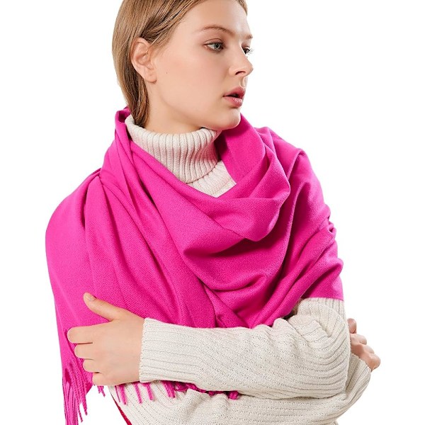 Dam Pashmina Sjal i Tjock Mjuk Kashmirull - Varm Enfärgad Stole