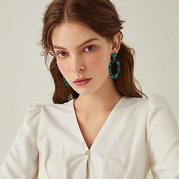 Akryl Geometriske Oval Resin Drip Hængende Øreringe Boheme Hoops Øreringe Spot Personlighed Stud Øreringe