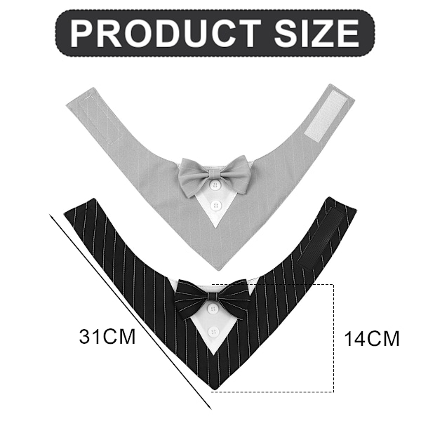 2 stk Hundesmøkk, Hundebryllupsbandana med Sløyfe, Bursdagskostyme Justerbar, for Små Mellomstore Store Kjæledyr