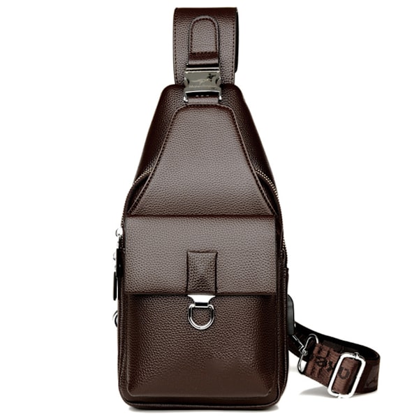 Herrar läderrem väska, bröstväska, axelväska, crossbody fritidsväska, multifunktionell