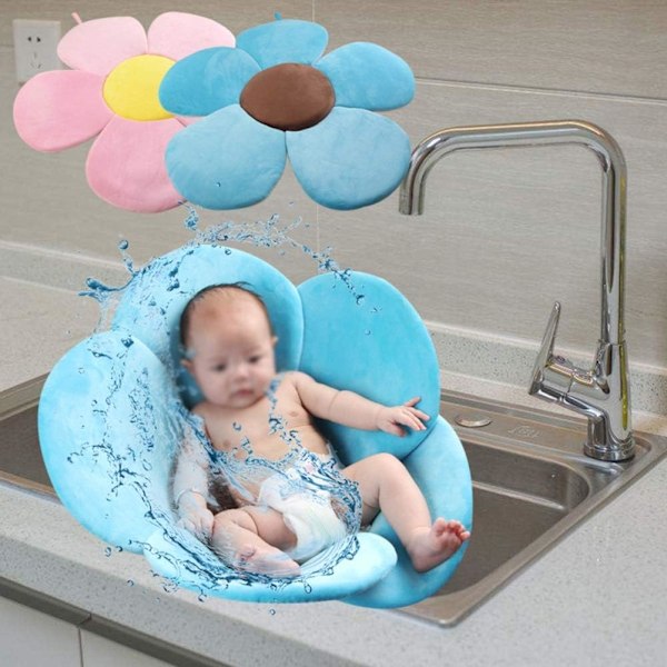 Baby Bademåtte Baby Badeblomst Spædbarns Badekar Foldbar Pude Spædbarns Badepude Let at tørre og skridsikker materiale