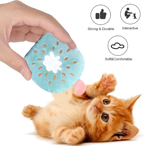 Kattkudde leksaker, skramlande ljud, katt leksaker för inomhuskatter interaktiva med söt katt leksaksset, katt tandspricka tuggleksak