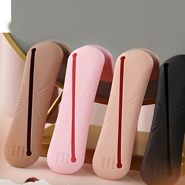 Rejsemakeupbørsteholder, Silikonbørsteholder Makeupbørstepose med 7 børster, Trendy bærbar makeuporganiseringsbørsteetui til kvinder og piger
