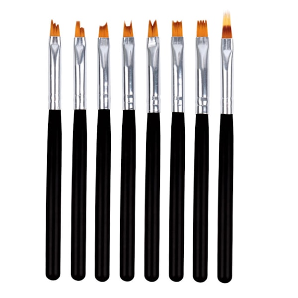 8 stk. Neglebørste Pen Træhåndtag, UV Gel Blomst Tegning Pen Manicure Neglekunst Polish Pen Værktøj