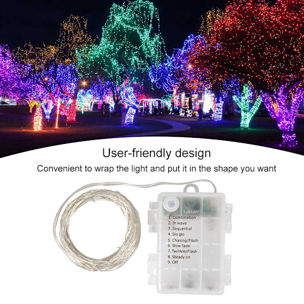 USB Koppartråds LED-ljusslinga med fjärrkontroll för festdekoration Ornament Gul 10m
