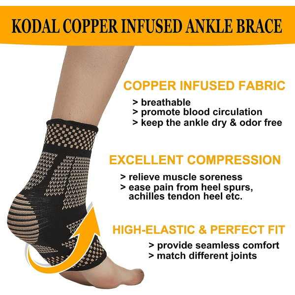 Copper Fit Plantar Fascia Kompressionsstrømpe til Fod og Ankel