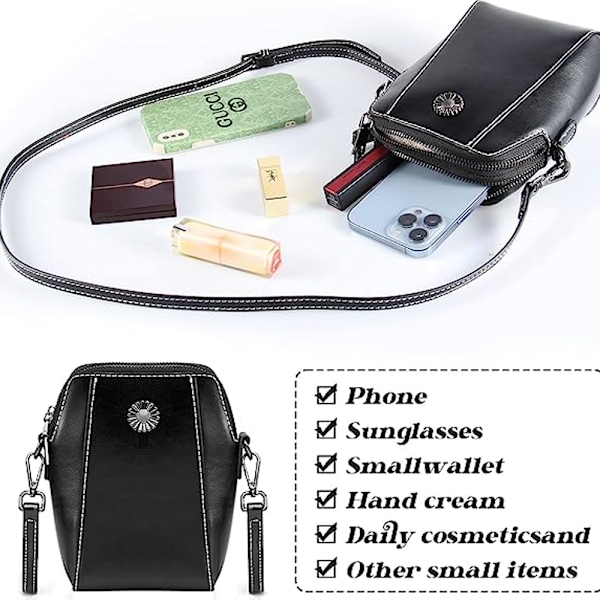Mobiltelefonväska crossbody Äkta läder Små crossbody väskor Plånböcker för kvinnor Mobiltelefonväska