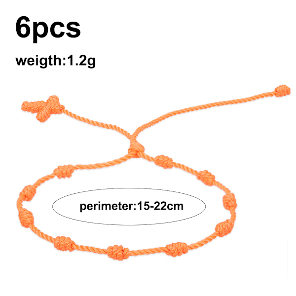 6 Justerbare Knutede Armbånd Amuletter Vennskapsbeskyttende Armbånd for Kvinner og Tenåringsjenter