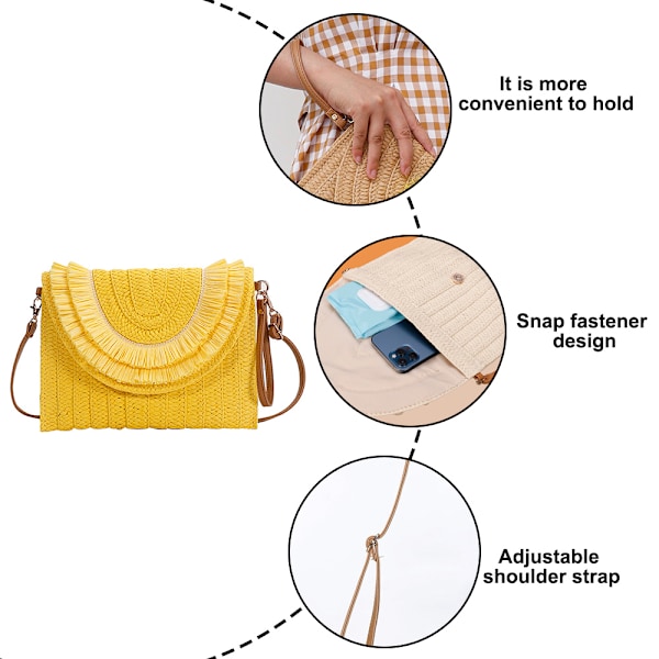 Vävd stråväska, crossbody-väska, semesterväska