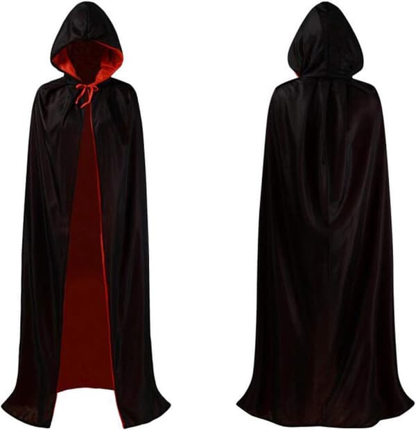 Halloween Kappe 150 cm Voksen Hætte Vendbar Cosplay Karneval Kostume Sort/Rød
