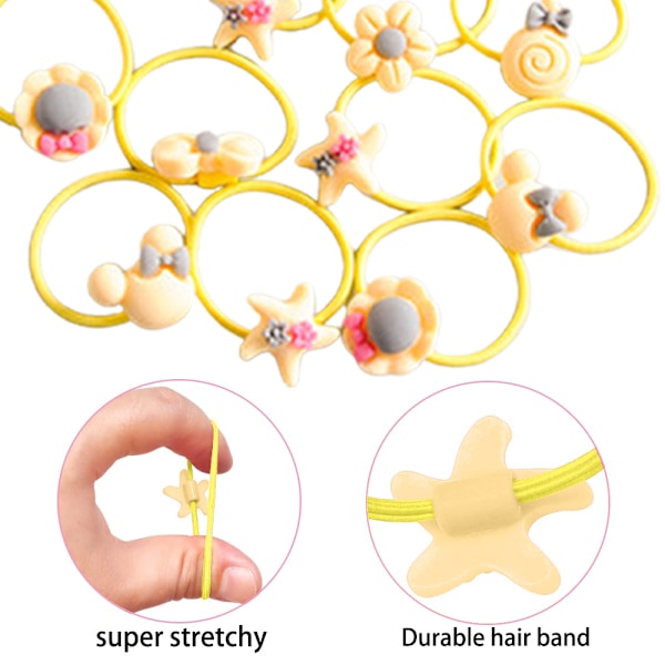 Flickor Cartoon Elastiskt Hårband, Rep, Hästsvans, Fläta Fixare, Flickors Håraccessoarer, 40st