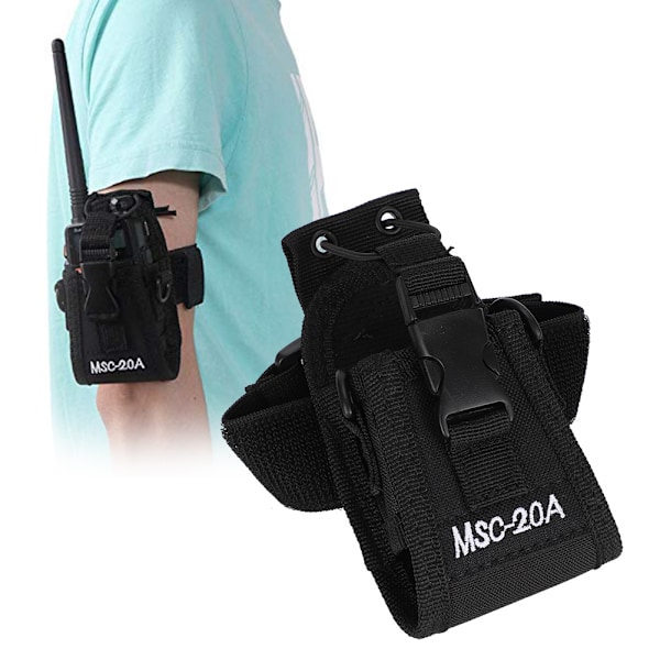MSC-20A Holdbar Sort Nylon Armpakke Slidstærk Lommepose til Walkie Talkie