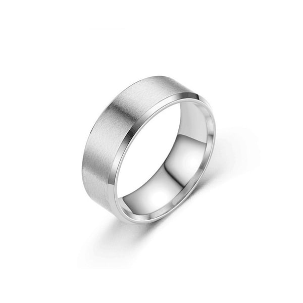 8 mm Titanring i Rostfritt Stål Smycken Frostad Matt Herrring Bröllopsband Komfortpassform Storlek 7-10
