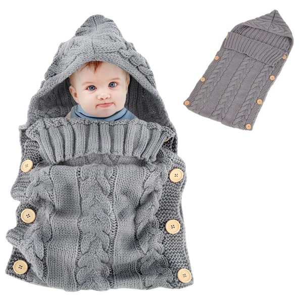 Nyfödd Babyfilt Swaddlefilt Stickad Sovsovsäck Mottagningsfiltar Vagnfilt för Baby (0-12 Månader)