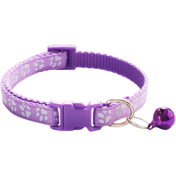2-pack tassavtrycks- och reflexhalsband för katt med klocka, grundläggande hund- och katthalsband med spänne, justerbart polyesterhalsband för katt eller hund eller säkerhetsbälten
