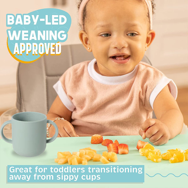 Silikonkopper for selvstendig drikking for baby og småbarn, baby-ledet avvenning, myk åpen kopp for baby