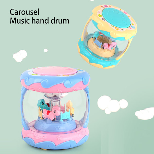 Baby Tromme Instrument Musik Legetøj Karrusel Musik Håndtromme Legetøj med Lys Tidlig Undervisningslegetøj til Børn