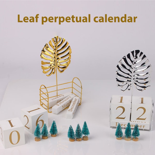 Manuell Vänd kalender Trä Perpetual Calendar Home Desktop