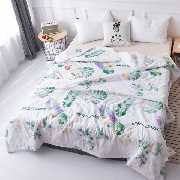 Tvättbar Plant Queen Sommar Luftkonditionering Comfoter Quilt