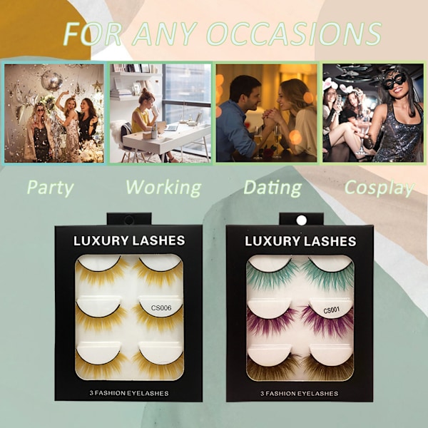 6 Par Fluffiga Fransar 3D Mink Fransar Långa Tjocka Falska Fransar Fransar Makeup Mink Fransar