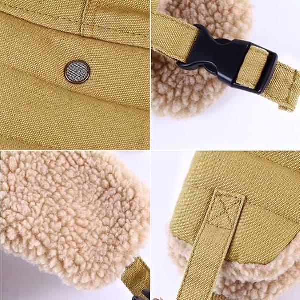 Winter Aviator Hat, Thickened Cotton with Earflaps, One Size, Khaki, for Hunting and Skiing