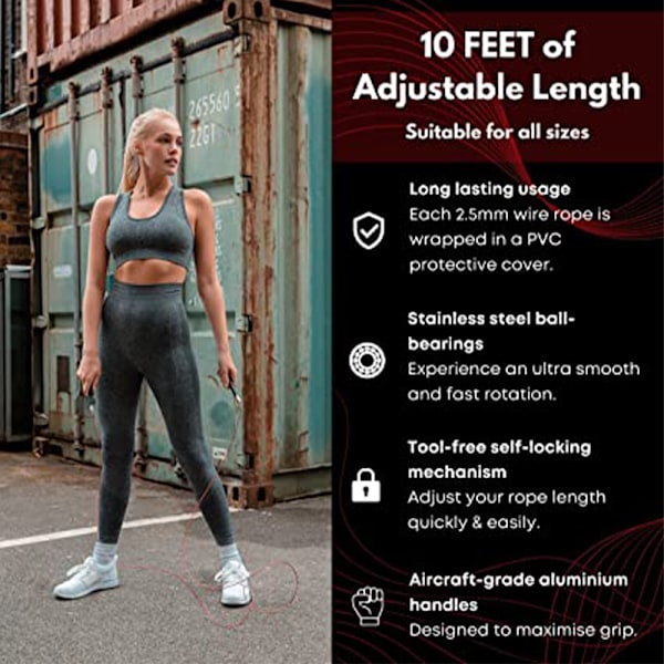 Snabbhopprep, Självlåsande skruvfri hopprep, Boxning, MMA, Perfekt present till män & kvinnor