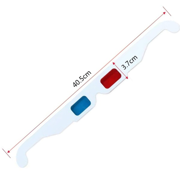 Flate 3D-briller Rød og Cyan Hvit Ramme Anaglyf Papp