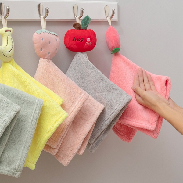 Handduk Frukt Cartoonformad Korall Fleece Handduk, Möbel, Hängbar Handduk Liten Kvadrat Vattenabsorption Snabbtorkande Hållbarhet Fint och