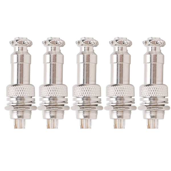 5 st Aviation Plug Connector Han- och Honkontakt Trådpanel Ström Chassi Metallbeslag 5A GX12 450V6pin