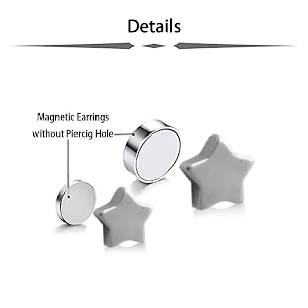 4 stk. stjerneformede magnetiske øreclips
